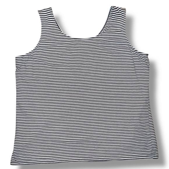 TALBOTS 180 Two-Way Tank Belleville Stripe - INDIGO BLUE/WHITE 2X - Picture 6 of 12
